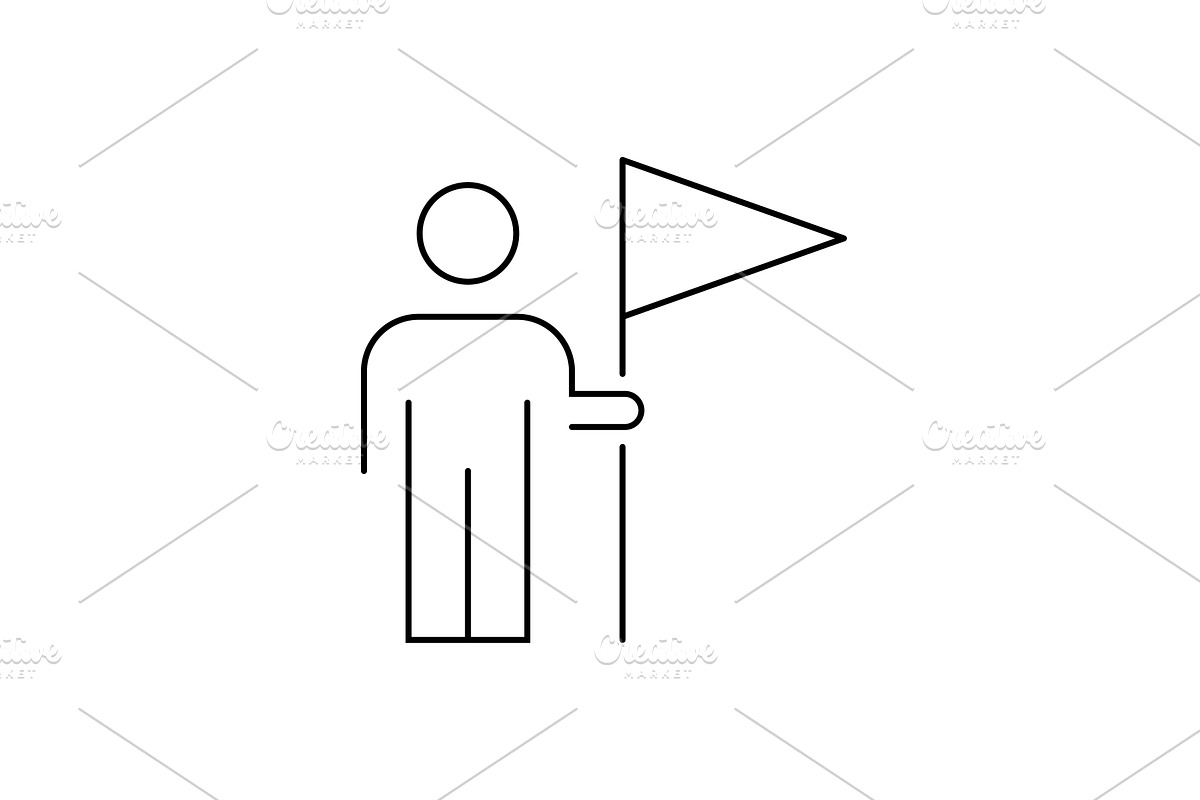 Man with flag line icon, an Outline Icon by Saggitarius