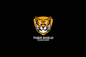 tiger shield vector template logo
