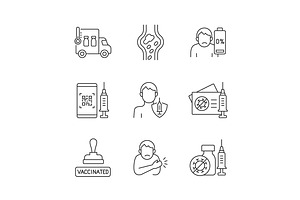 Covid Passport Linear Icons Set