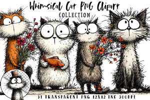 Whimsical Cat PNG Clipart, an Illustration by OK Design
