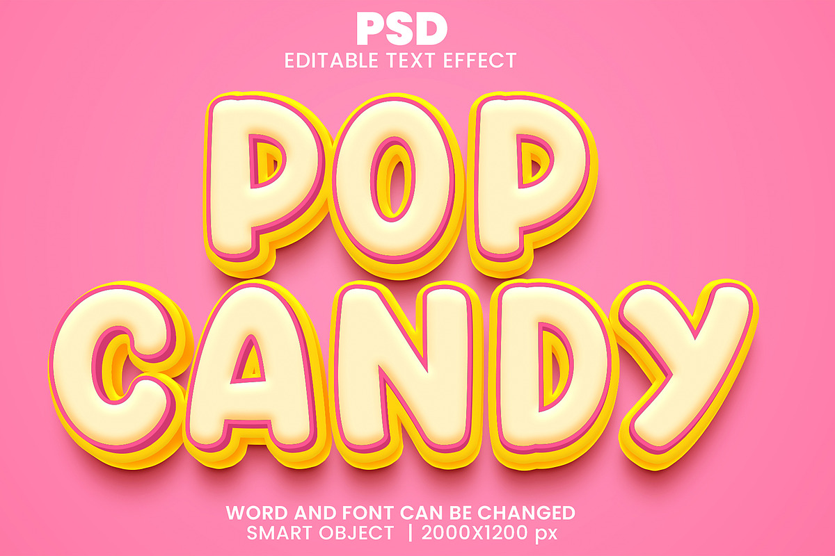 Pop candy 3d Editable Text Effect, a Layer Style Add-On by bdrobin