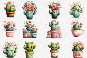 Cute Cactus Valentine Clipart Bundle, an Illustration by Designworld (Thumbnail 3 of 5)