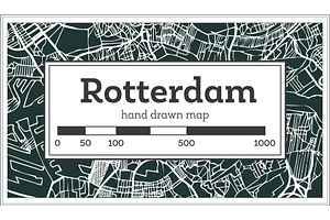 Rotterdam Map In Retro Style.