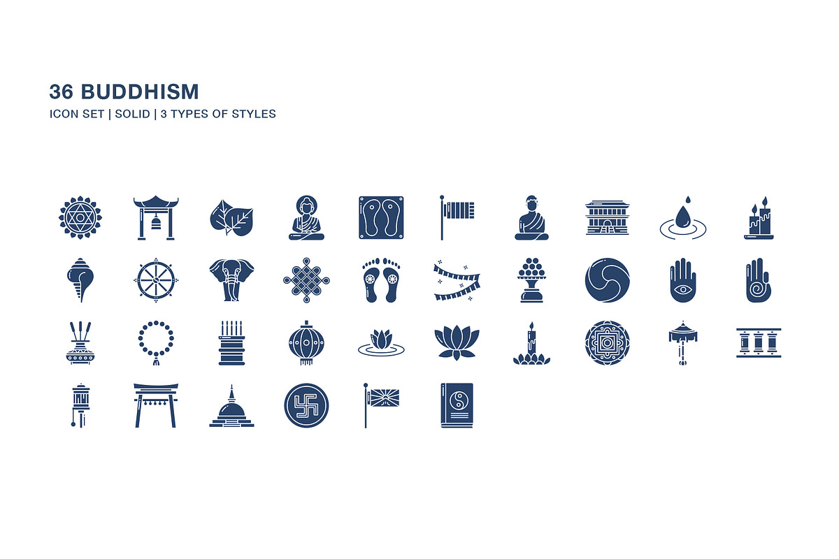 Buddhism religion icon set, an Icon by Icongeek26 (Photo 2 of 4)