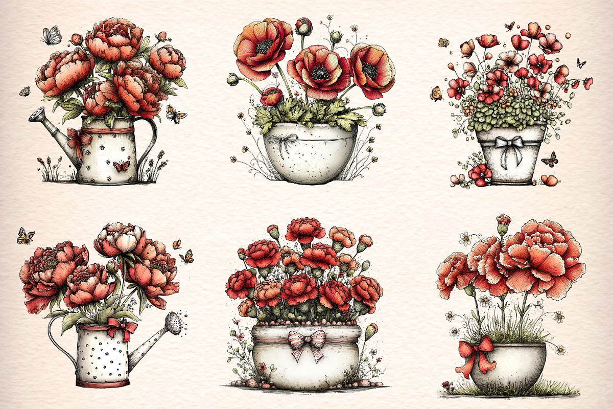 Whimsical Flowers Spring Clipart, an Illustration by Digital Artistic99 (Photo 2 of 11)