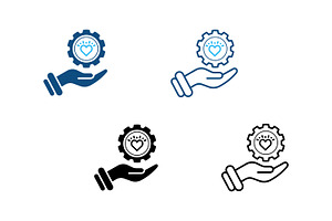 Hand Gear Heart Icon Set, an Outline Icon by Design Store