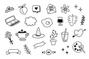 47 black and white doodle icons, an Object Graphic by Pinkbrush (Thumbnail 3 of 4)