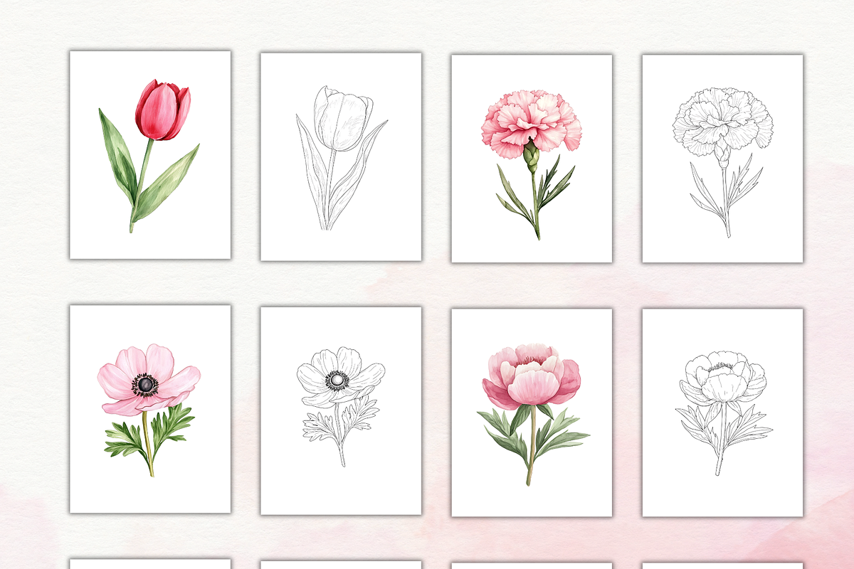 Blush & Bloom Spring Coloring Pages, a Decorative Illustration by Daffodil Dream Studio (Photo 3 of 9)