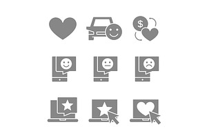 Set Of Customers Feedback Gray Icons