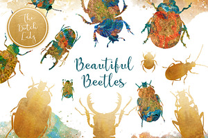 Scarabs & Beetles Clipart Set, an Animal Illustration by The Dutch Lady Designs