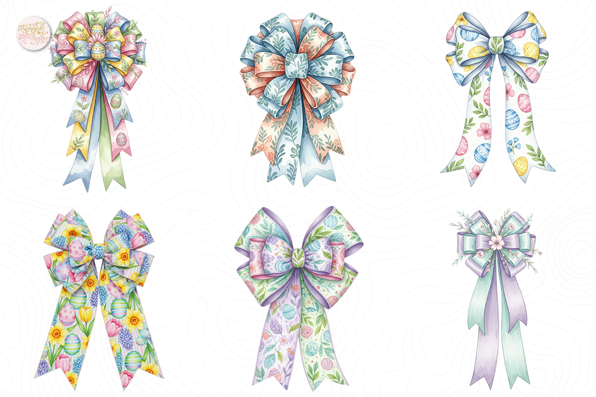 Pastel Easter Bow PNG Clipart Cute., an Object Illustration by KennedyStudio (Photo 3 of 5)