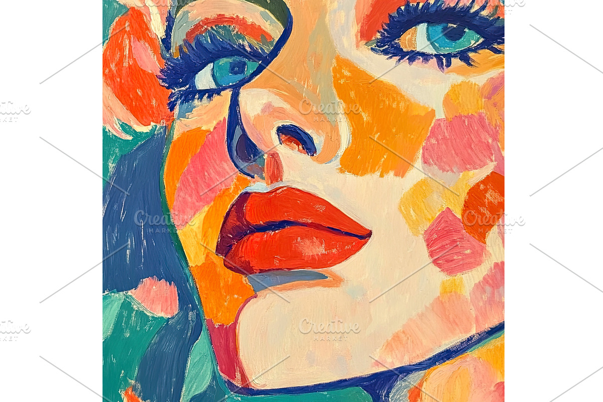 Vibrant Oil Painting Portrait of a, an Illustration by Lermont51