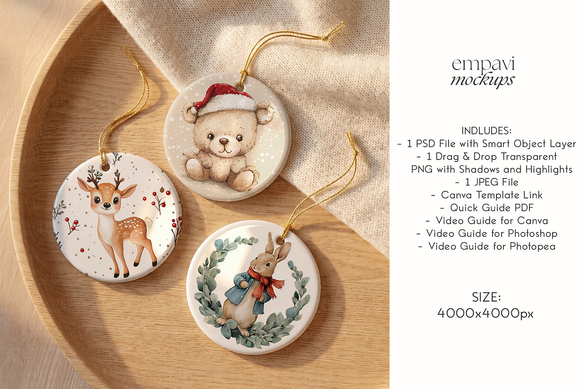 Ornament Mockup Set of 3, a Household Mockup by EmpaviMockups (Photo 4 of 5)