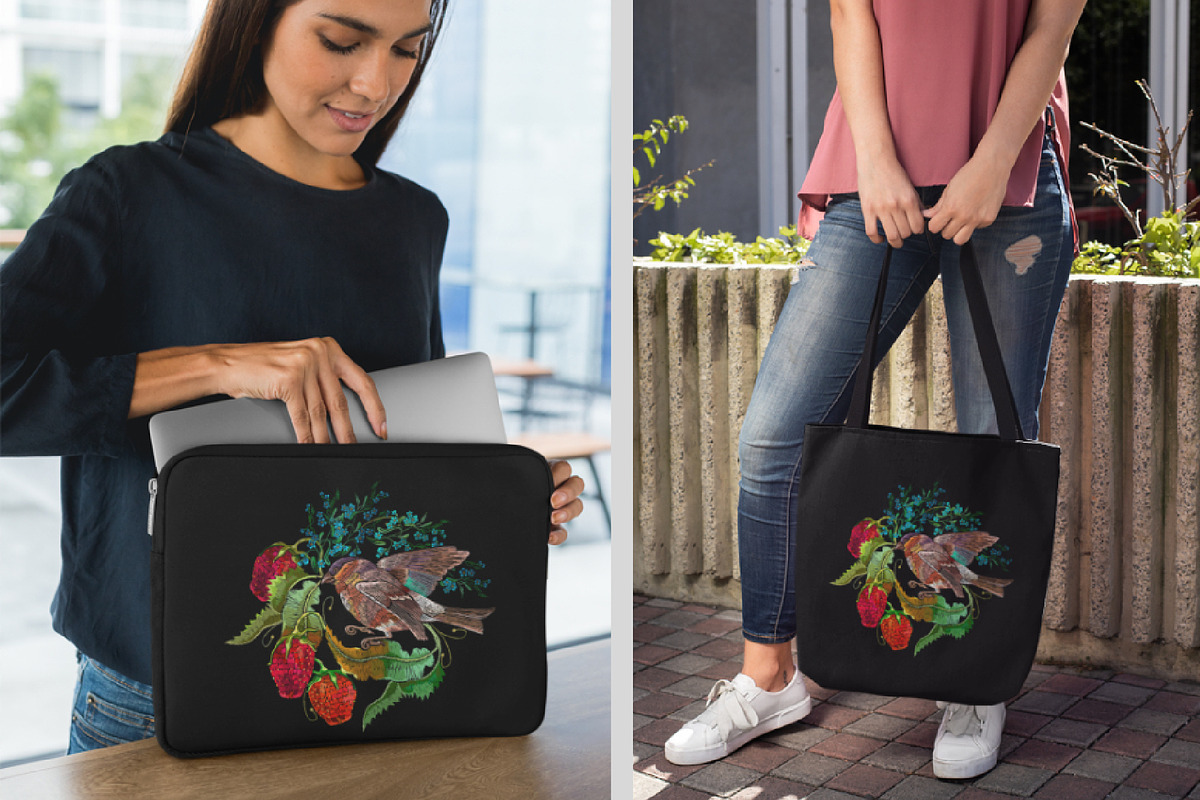 Strawberry and bird, a Decorative Illustration by Matrioshka (Photo 8 of 8)