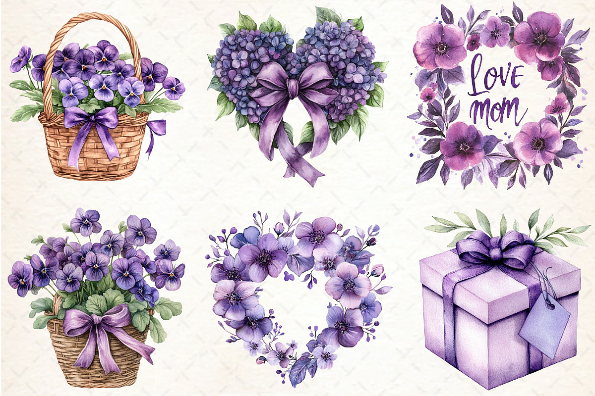 Purple Mother's Day Sublimation Clip, an Illustration by Libby Wishes (Photo 2 of 6)