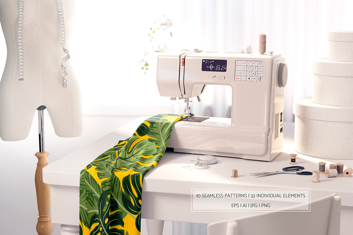 Tropical seamless patterns & leaves, a Pattern Graphic by EltaMaxArt (Photo 2 of 15)