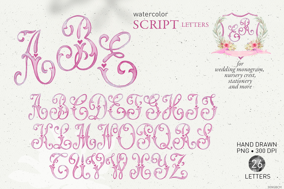 Crest wedding script letters png, a Decorative Illustration by GrafikBoutique
