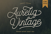 Aurelig Vintage Script (3 Fonts), a Sans Serif Font by Vultype Co. (Thumbnail 1 of 18)