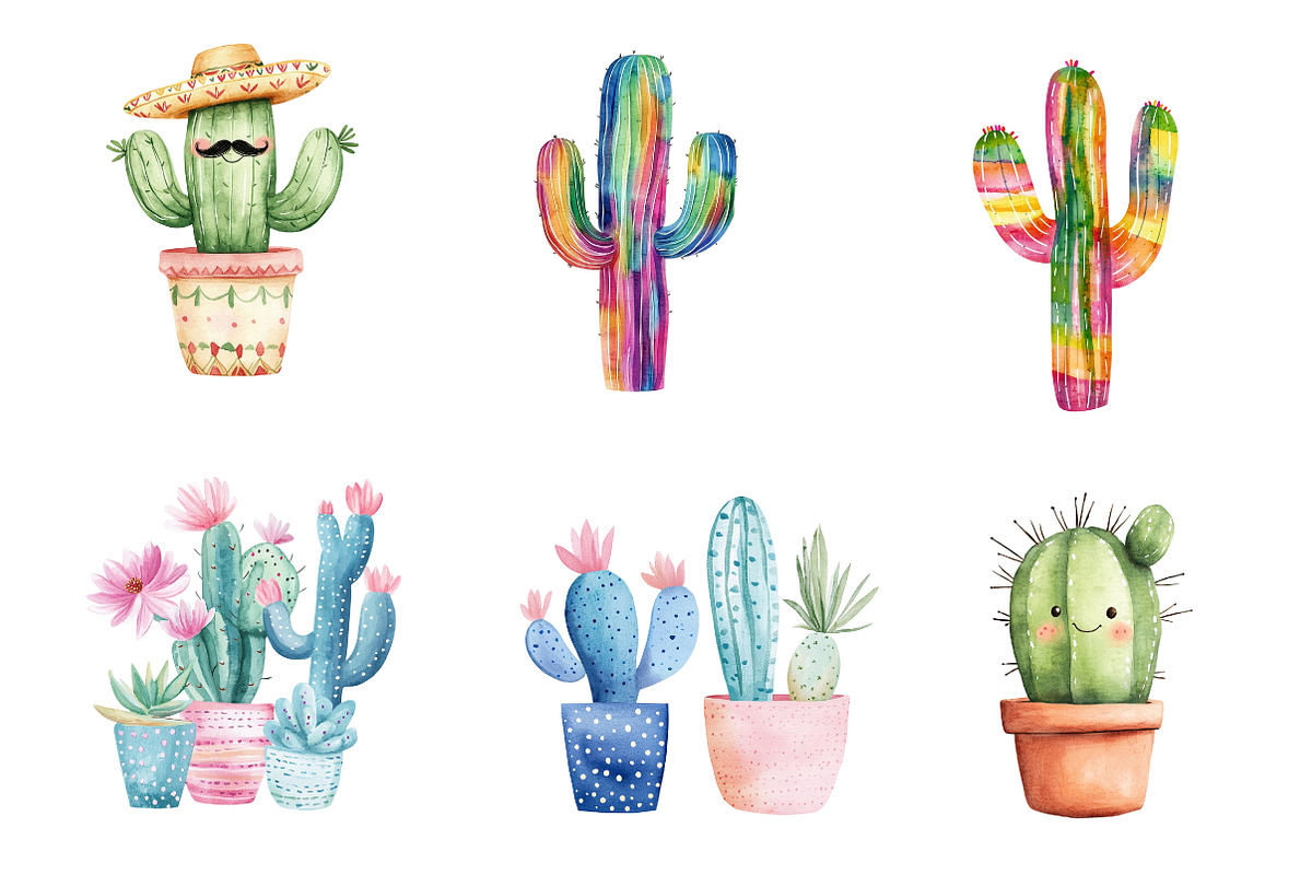 Cactus Doodle Sublimation Clipart, an Illustration by CreationArt (Photo 3 of 5)