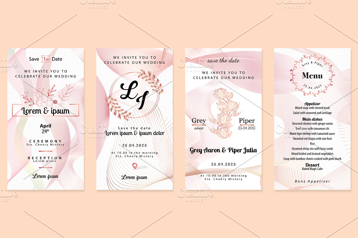 Rose golden wedding pack template, an Invitation Template by Motivation Art (Photo 2 of 6)