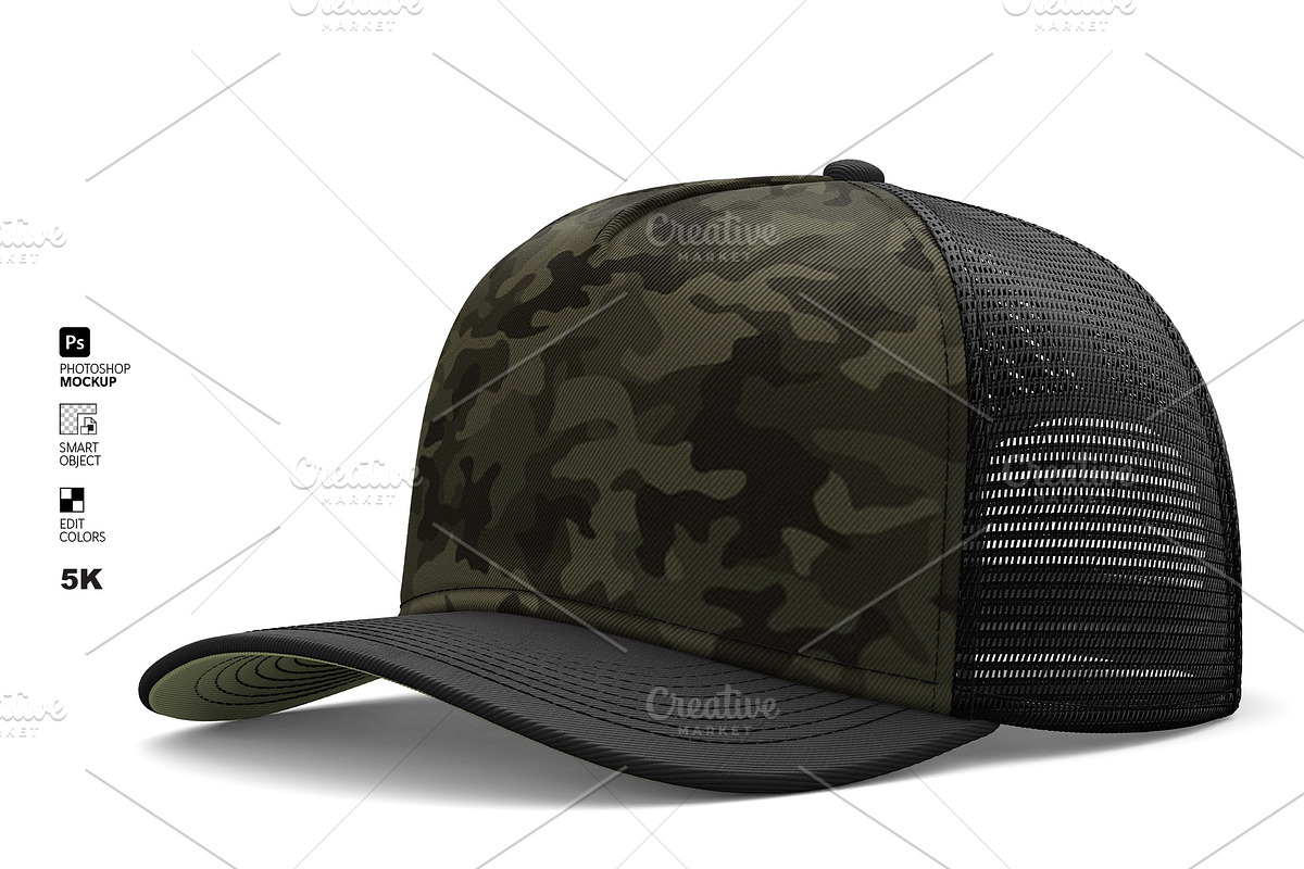 Fully Editable 5-Panel Hat PSD, a Hat Mockup by LESZ Design (Photo 2 of 7)