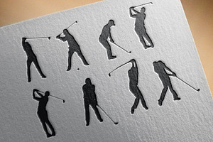 Golf Player Bag Stick Silhouette