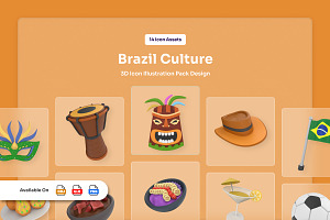 Brazil Carnival 3D Icon Set, a Work Illustration by twinstd