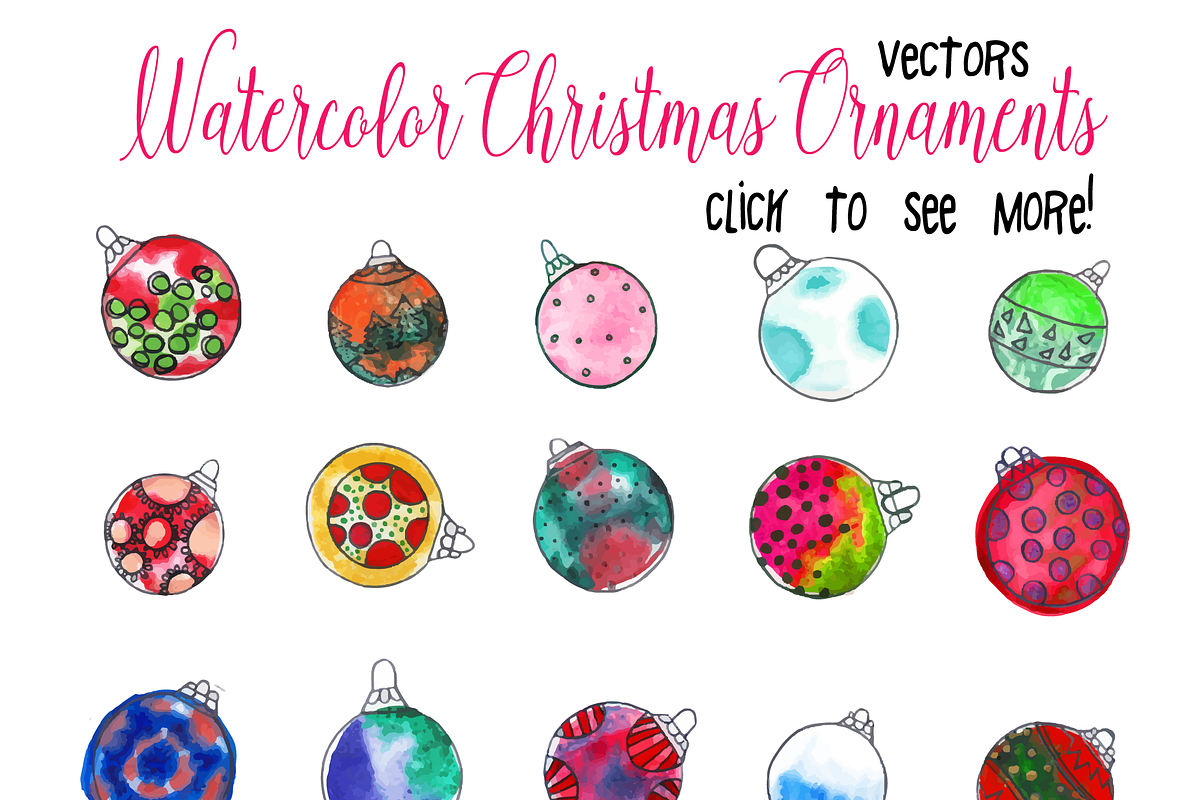 Watercolor Christmas Ornaments, an Illustration by Sinziana Romanescu (Photo 3 of 4)