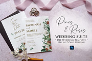 Pines and Roses Wedding Suite, an Invitation Template by BlueRobinDesignShop (Thumbnail 1 of 5)
