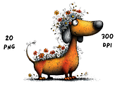 Whimsical Floral Dachshund, Cute Dog, an Animal Illustration by GiraffeCreative (Thumbnail 16 of 20)