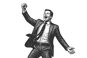 businessman celebrating career, a Person Illustration by AlexArt