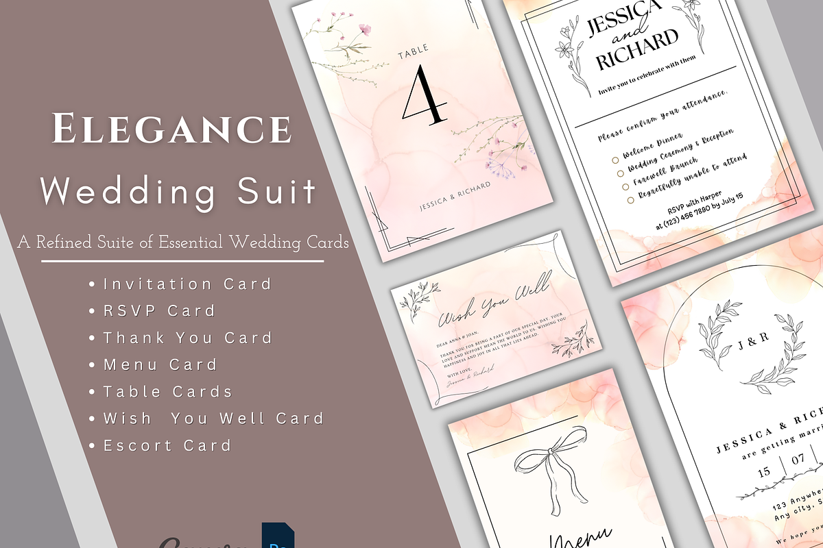 Elegance Wedding Suite Canva, an Invitation Template by WynterLife Studio (Photo 1 of 8)