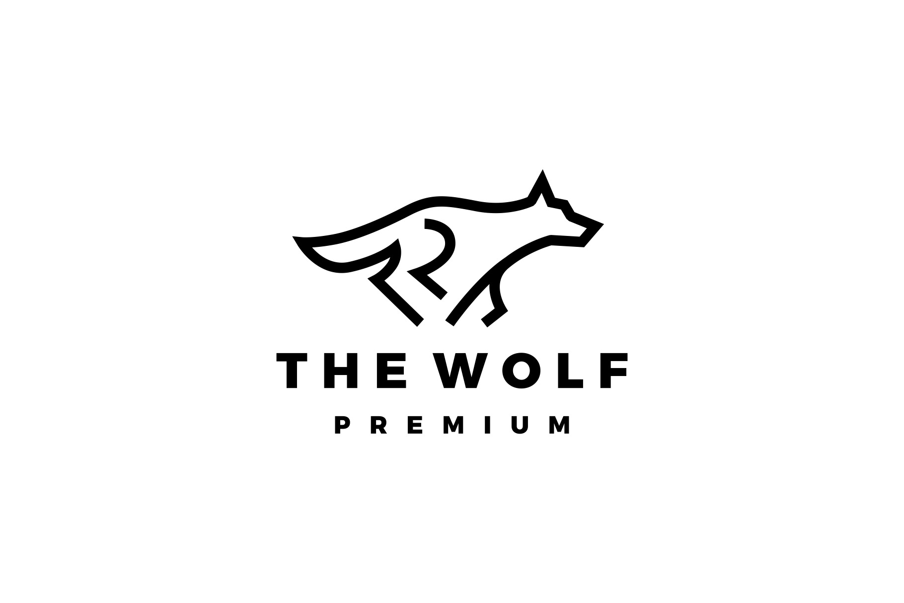 running wolf monoline outline logo, a Branding & Logo Template by VSTRD ...