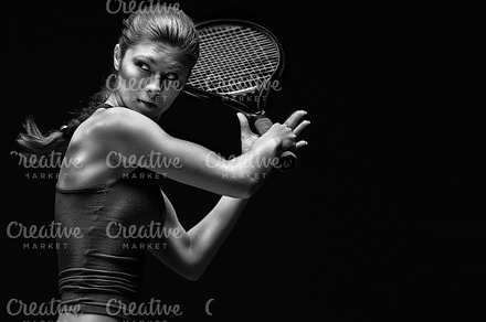 Ready to hit stock photo containing tennis and player, a Sports & Recreation Photo by © Fisher Photostudio