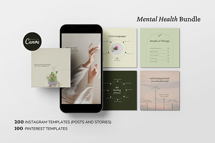 Mental Health Templates Canva Bundle, a Social Media Template by Tomorrow's Muse Studio