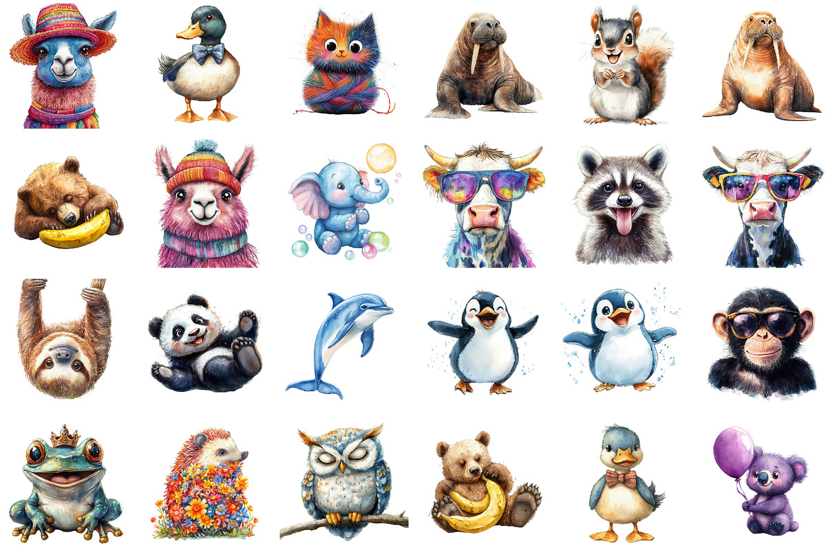Funny Animals Clipart Sticker Clipar, an Illustration by Sublimation Artist (Photo 2 of 6)