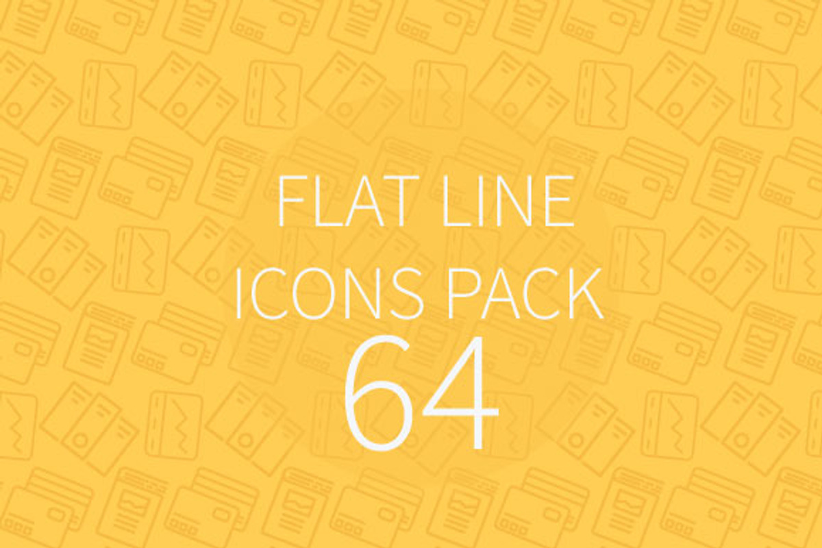 64 Flat Line Icons Pack, an Outline Icon by Nerokanji_Designs (Photo 1 of 2)