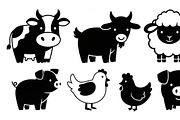 Cute Farm Animal Silhouette Bundle, an Illustration by hafijul (Thumbnail 29 of 51)