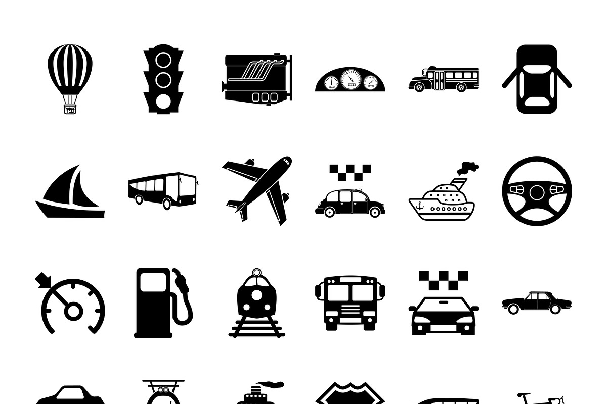 Transportation icon set., an Outline Icon by Oleksii