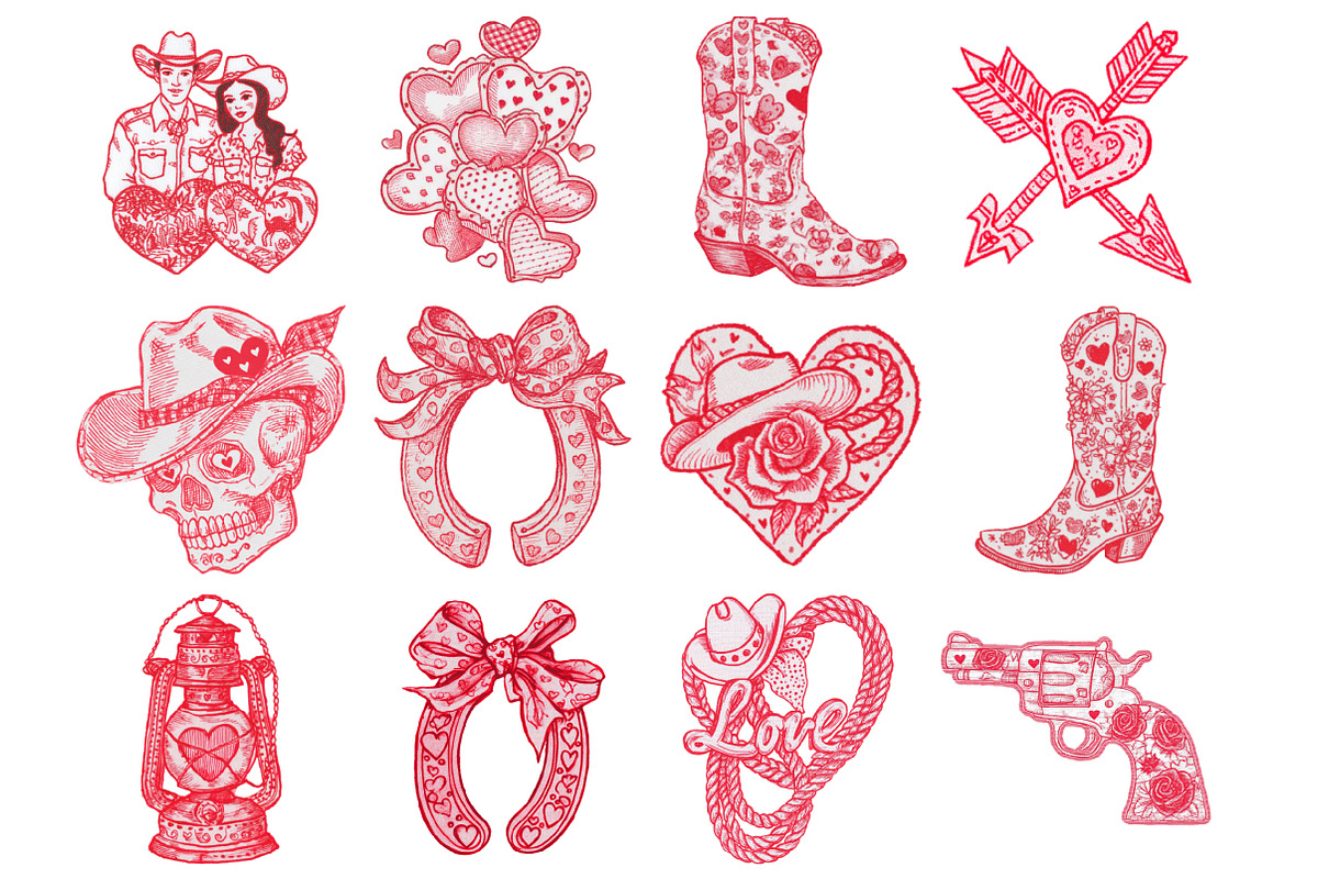 Western Valentine's Day Line Art, an Illustration by Design Market (Photo 2 of 3)