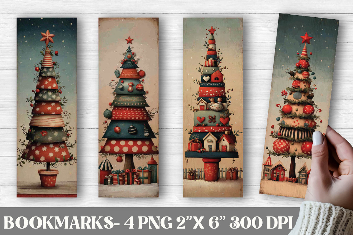 Whimsical Christmas Tree Bookmark, an Illustration by DreamPrint404