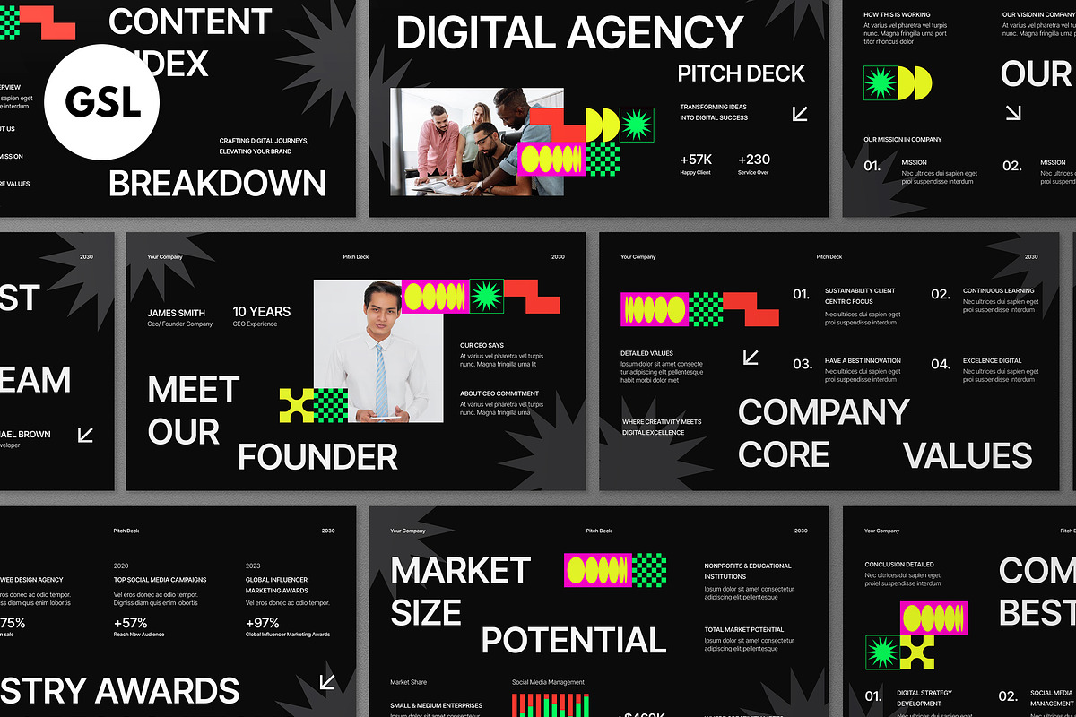 Black Pitch Deck Google Slide, a Presentation Template by graphicook (Photo 1 of 5)