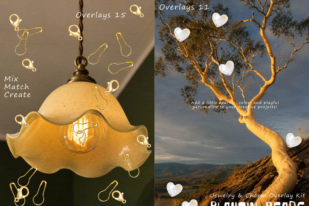 Playful Beads & Jewelry PNG Overlays, a Texture Graphic by DreamoraArt (Photo 3 of 9)