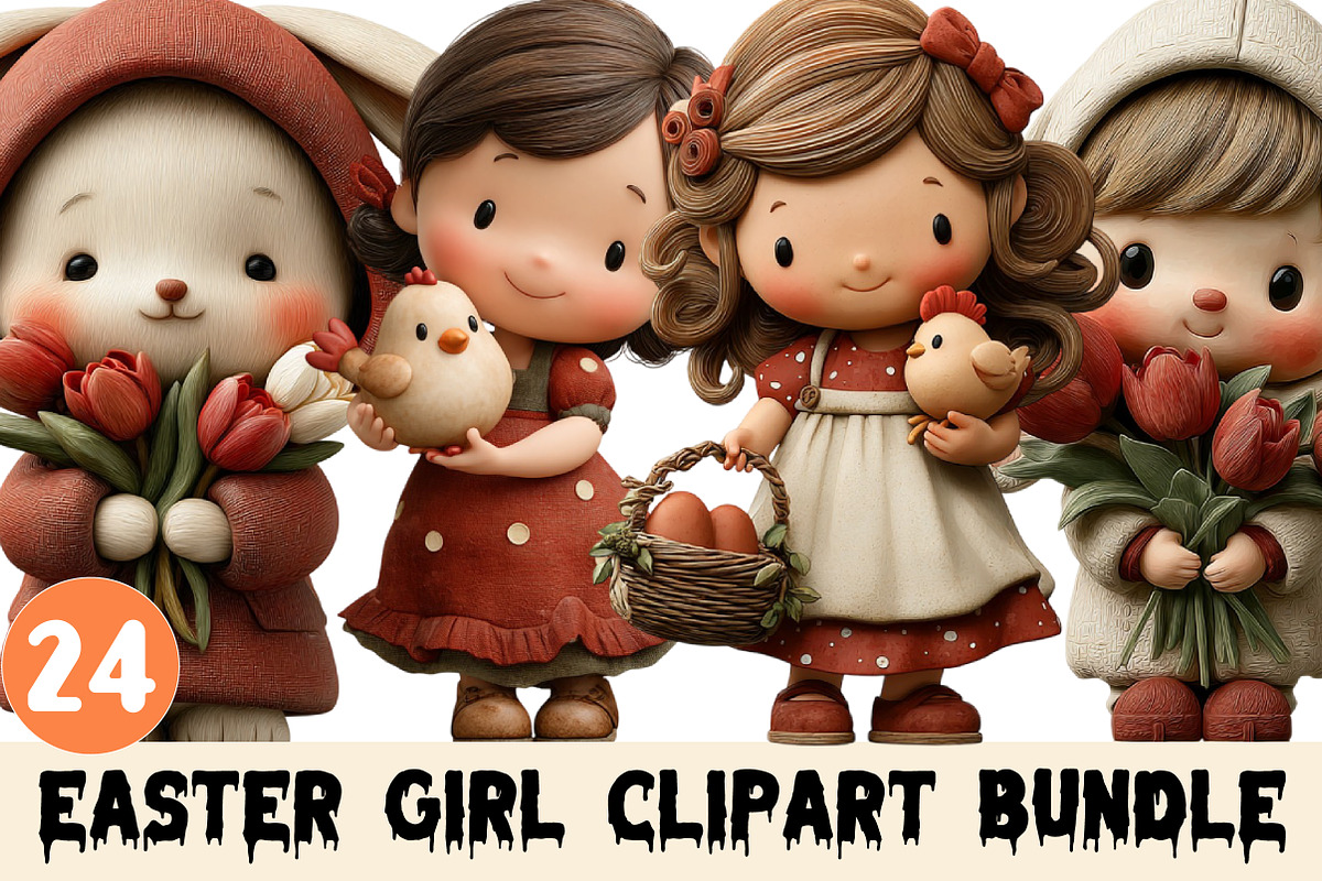 Easter Girl Clipart, a Graphic by CitraGraphics (Photo 1 of 4)