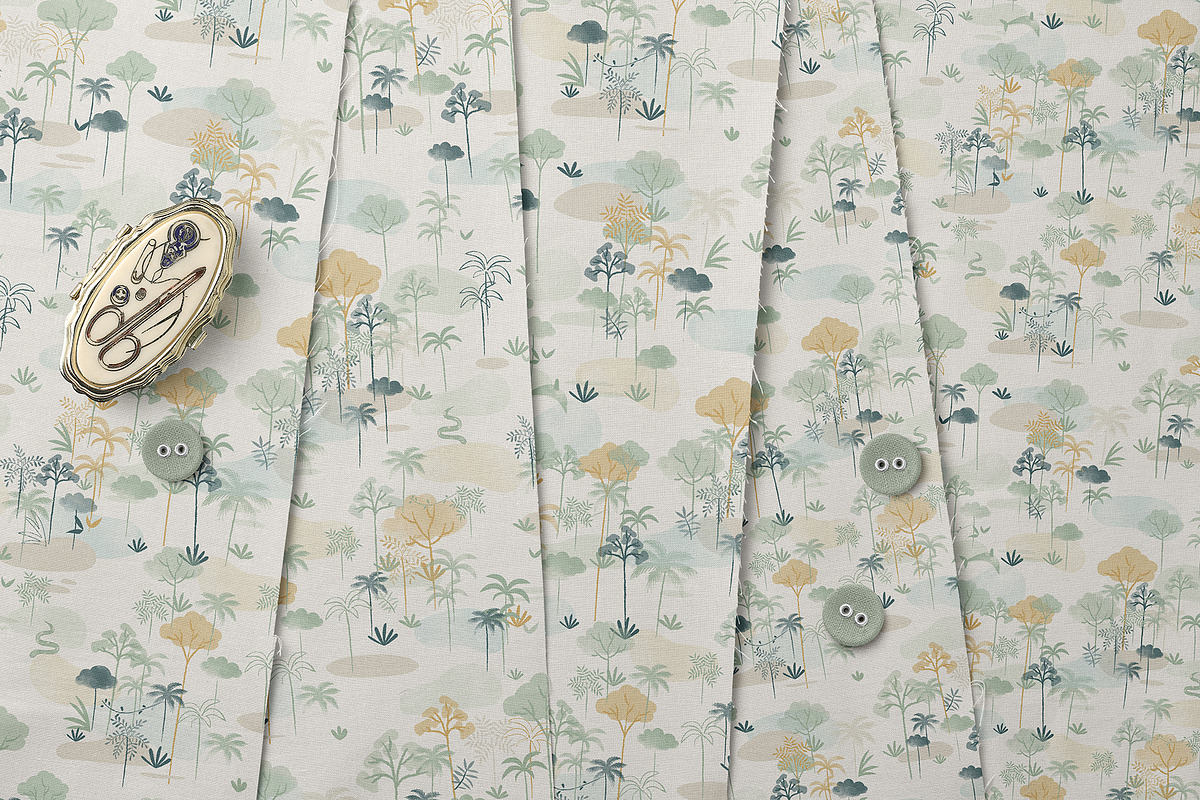 Soft Tropical Trees Seamless Pattern, a Pattern Graphic by StudioGlouna (Photo 5 of 5)