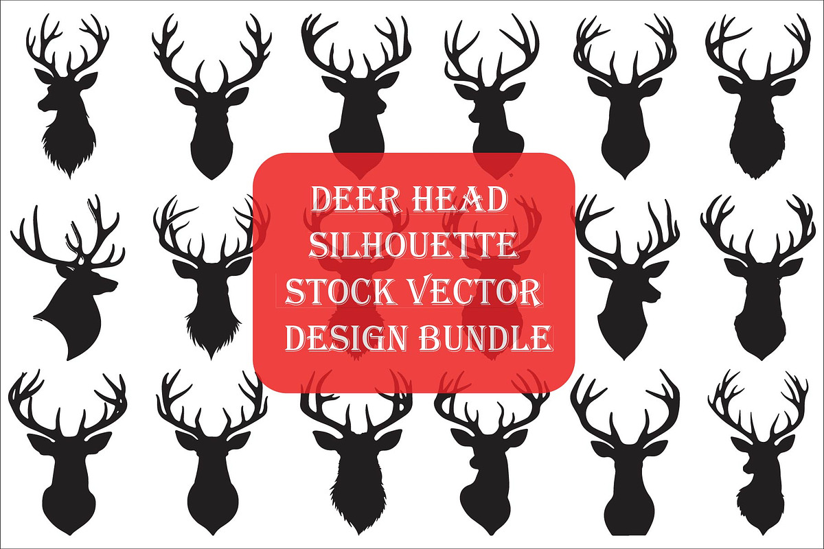 Deer Head Silhouette Vector Bundle,, an Illustration by Amazin_art (Photo 1 of 19)