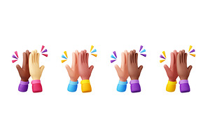 High Five 3d Render Multiracial