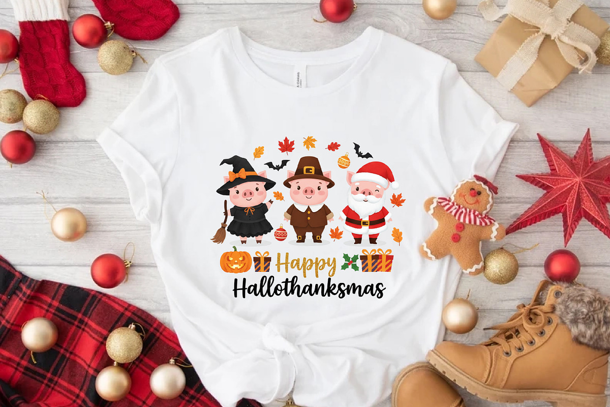 Happy Hallothanksmas Pigs PNG, an Illustration by DreamArtGraphic (Photo 5 of 5)