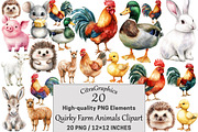 Quirky Farm Animals Clipart PNG, a Seasonal Illustration by CitraGraphics (Thumbnail 1 of 4)