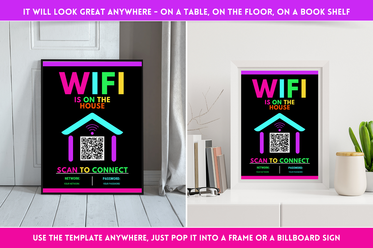 WiFi QR Code Sign - Neon, a Stationery Template by SunshineStudioBoutique (Photo 5 of 10)